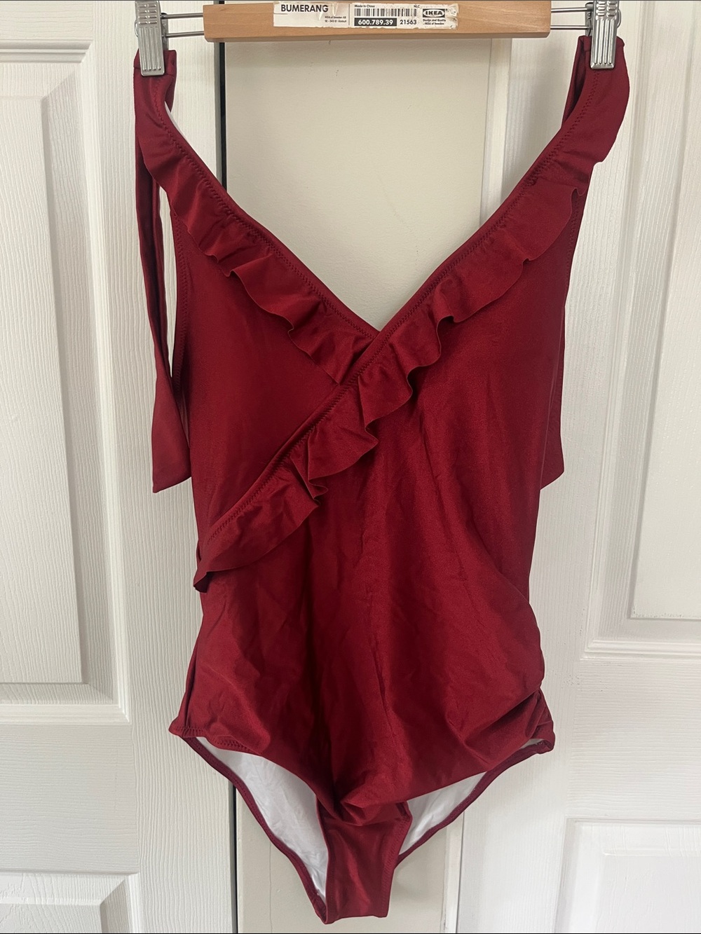 Cupshe Deep Burgundy Ruffle V-Neck One-Piece